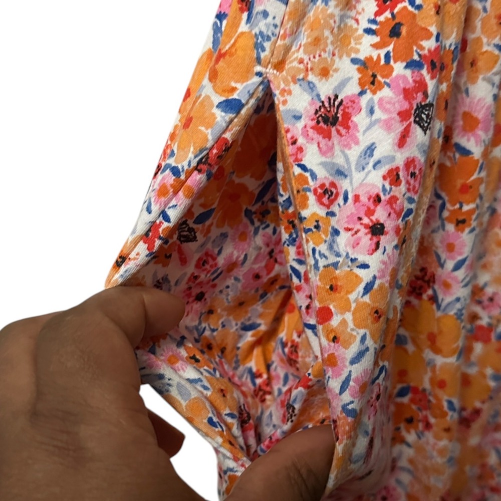 Old Navy Fit & Flare Smocked Midi Dress Multi Floral L Cotton Cottagecore Boho - Picture 4 of 11